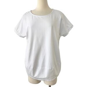 Alembika Everywhere Tee Blouse Short Sleeve Top in White S Oversized